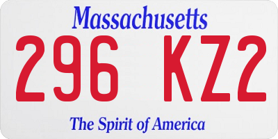 MA license plate 296KZ2