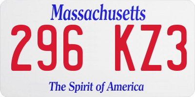 MA license plate 296KZ3