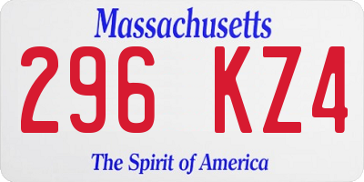 MA license plate 296KZ4