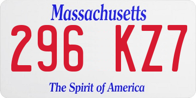 MA license plate 296KZ7