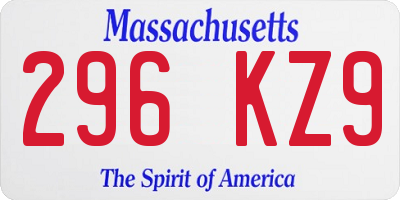 MA license plate 296KZ9