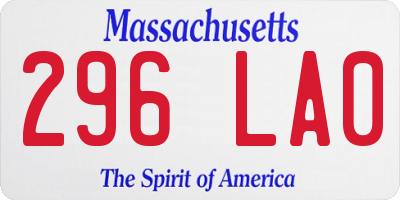 MA license plate 296LA0