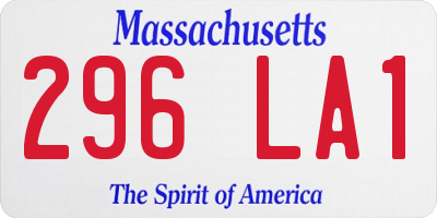 MA license plate 296LA1