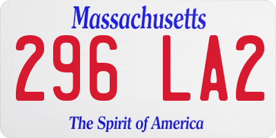 MA license plate 296LA2