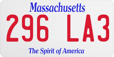 MA license plate 296LA3