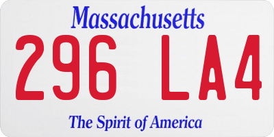 MA license plate 296LA4