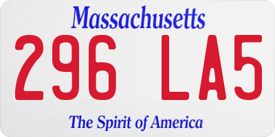 MA license plate 296LA5