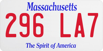 MA license plate 296LA7