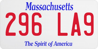 MA license plate 296LA9