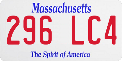 MA license plate 296LC4