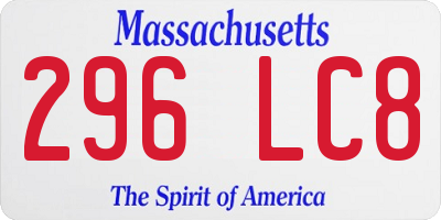 MA license plate 296LC8