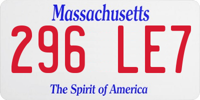 MA license plate 296LE7