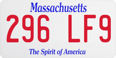 MA license plate 296LF9