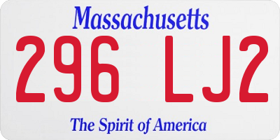 MA license plate 296LJ2