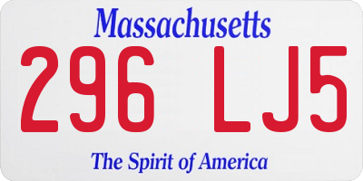 MA license plate 296LJ5