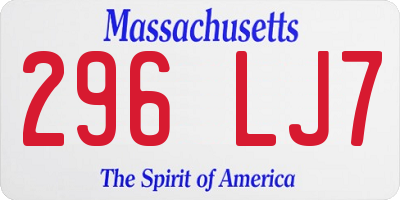 MA license plate 296LJ7
