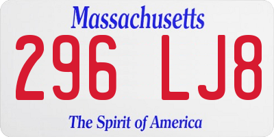 MA license plate 296LJ8