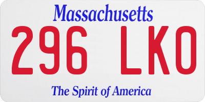 MA license plate 296LK0