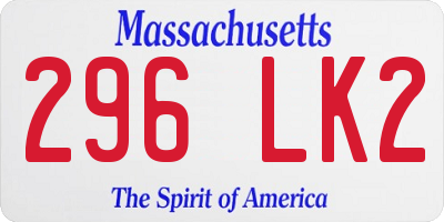 MA license plate 296LK2