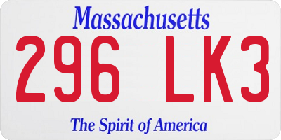 MA license plate 296LK3