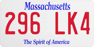 MA license plate 296LK4