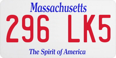 MA license plate 296LK5