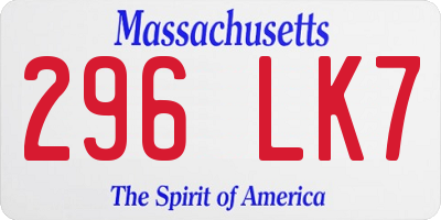 MA license plate 296LK7