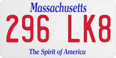 MA license plate 296LK8