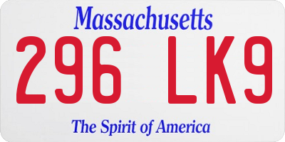 MA license plate 296LK9