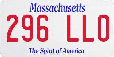 MA license plate 296LL0