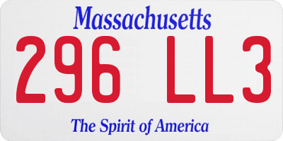 MA license plate 296LL3