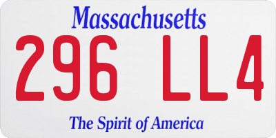 MA license plate 296LL4