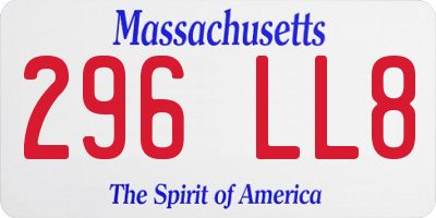 MA license plate 296LL8
