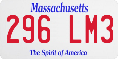 MA license plate 296LM3