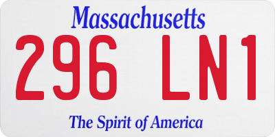 MA license plate 296LN1