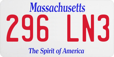 MA license plate 296LN3