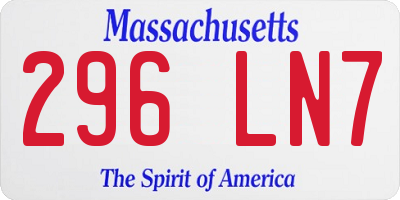 MA license plate 296LN7