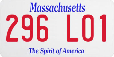 MA license plate 296LO1