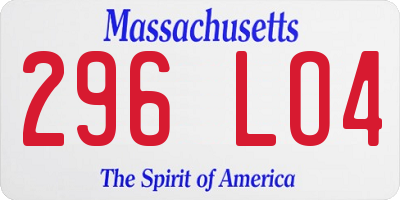 MA license plate 296LO4