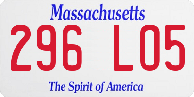 MA license plate 296LO5