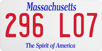 MA license plate 296LO7