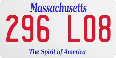 MA license plate 296LO8