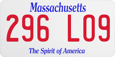 MA license plate 296LO9