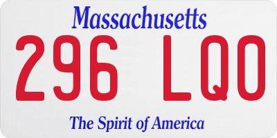 MA license plate 296LQ0