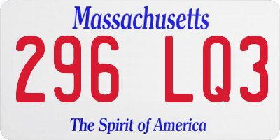MA license plate 296LQ3