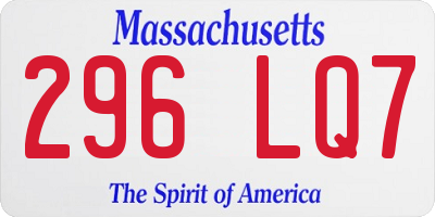 MA license plate 296LQ7