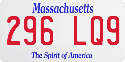 MA license plate 296LQ9