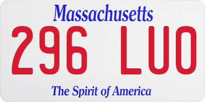 MA license plate 296LU0