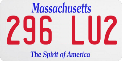 MA license plate 296LU2