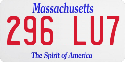 MA license plate 296LU7